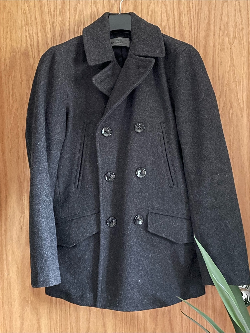 GAP Men's Charcoal Double-Breasted Peacoat